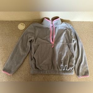 Girl’s Athletic 1/4 QUARTER ZIP pull over sweatshirt  Size M(7-8) Pink & Gray